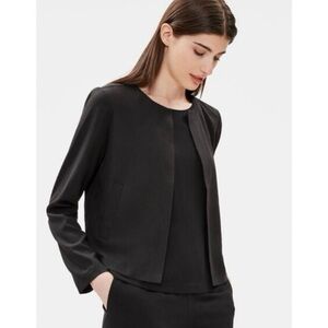 Eileen Fisher-Sandwash crop tencel minimalist jacket.Black.2 pockets.Size M